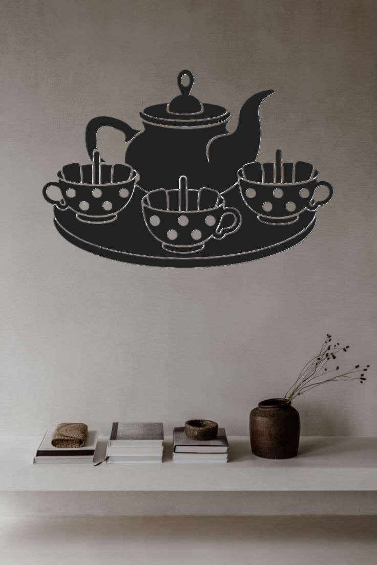 طرح وکتور سه فنجان و قوری