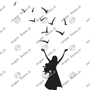 طرح وکتور دختر و پرنده
